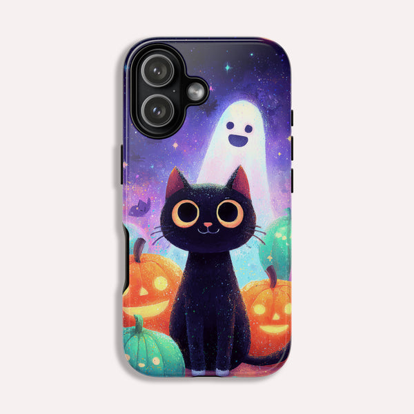 Halloween iPhone Case - Cute Black Cat And Pumpkins  - Spooky iPhone 17  17 Pro Max  16  15  14 13 Tough Case