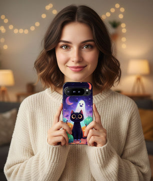 Halloween Google Pixel Phone Case - Cute Black Cat And Pumpkins  - for Google Pixel 9 Pro XL, Pixel 8 Case Pixel 7 6 5