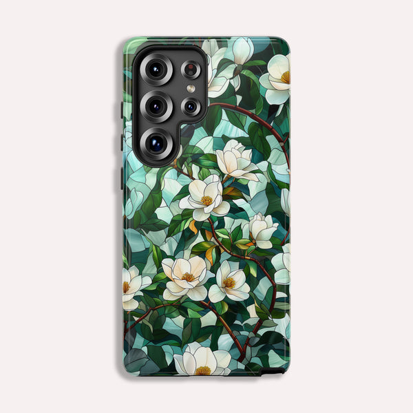 Magnolia Flower Phone Case - Floral Tough Phone Cover - Tough Case for Samsung Galaxy