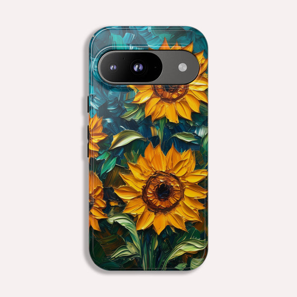 Sunflowers Phone Case Oil Painting Glass Floral Case Flower Lovers Gift - Tough Case for Google Pixel
