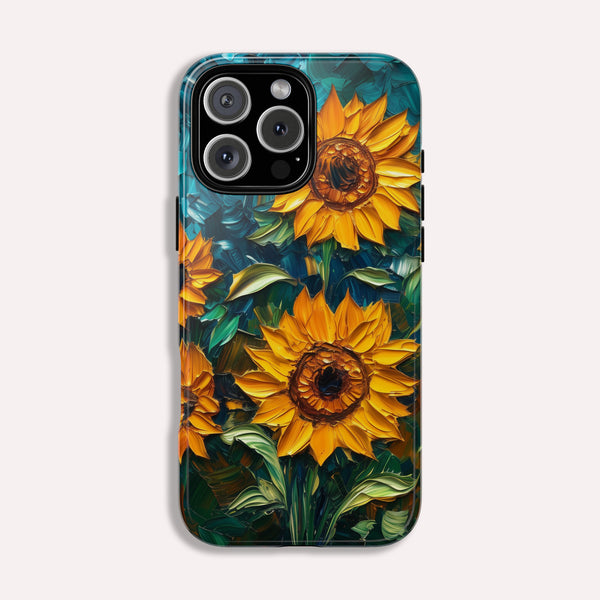Sunflowers Phone Case Oil Painting Glass Floral Case Flower Lovers Gift Tough Case for iPhone