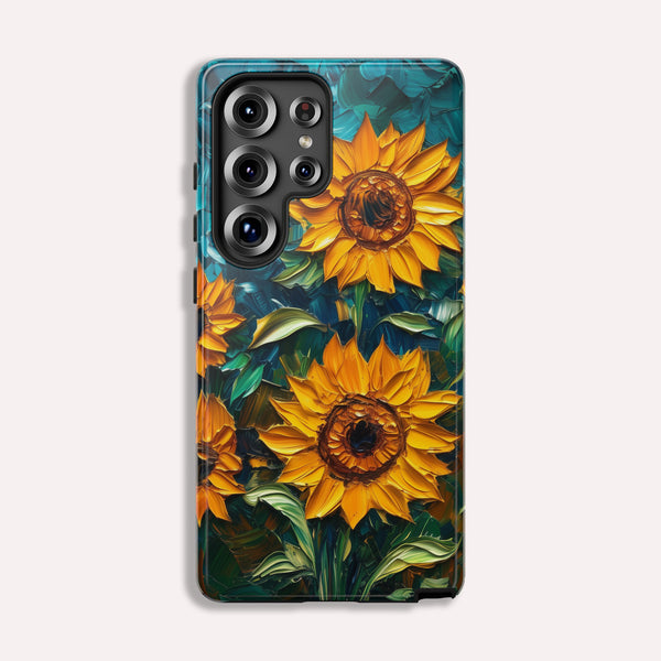 Sunflowers Phone Case Oil Painting Glass Floral Case Flower Lovers Gift - Tough Case for Samsung Galaxy