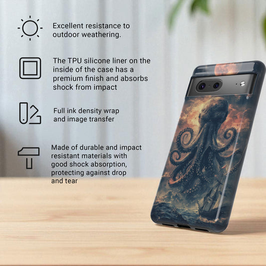 The Kraken - Moody Mythological Octopus Sea Design Tough Phone Case For Google Pixel 9 Pro XL, Pixel 8 Case Pixel 7 6 5