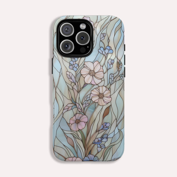 Wildflower Stained Glass Effect Tough Phone Case for iPhone 16 15 14 13 12 11 10 9 8