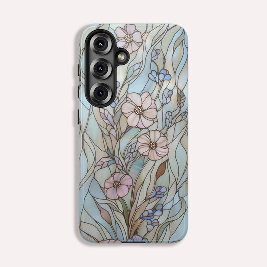 Wildflower Stained Glass Effect Tough Phone Case for Samsung Galaxy S25 S24 S23 S22 S21