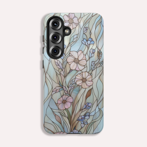 Wildflower Stained Glass Effect Tough Phone Case for Samsung Galaxy S25 S24 S23 S22 S21